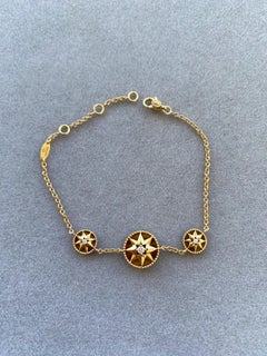 Bracciale Dior Rose Des Vents con occhio di tigre marrone dorato e diamanti in oro giallo 18 carati