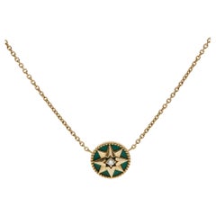 Dior Rose Des Vents Malachite Diamond 18k Yellow Gold Necklace