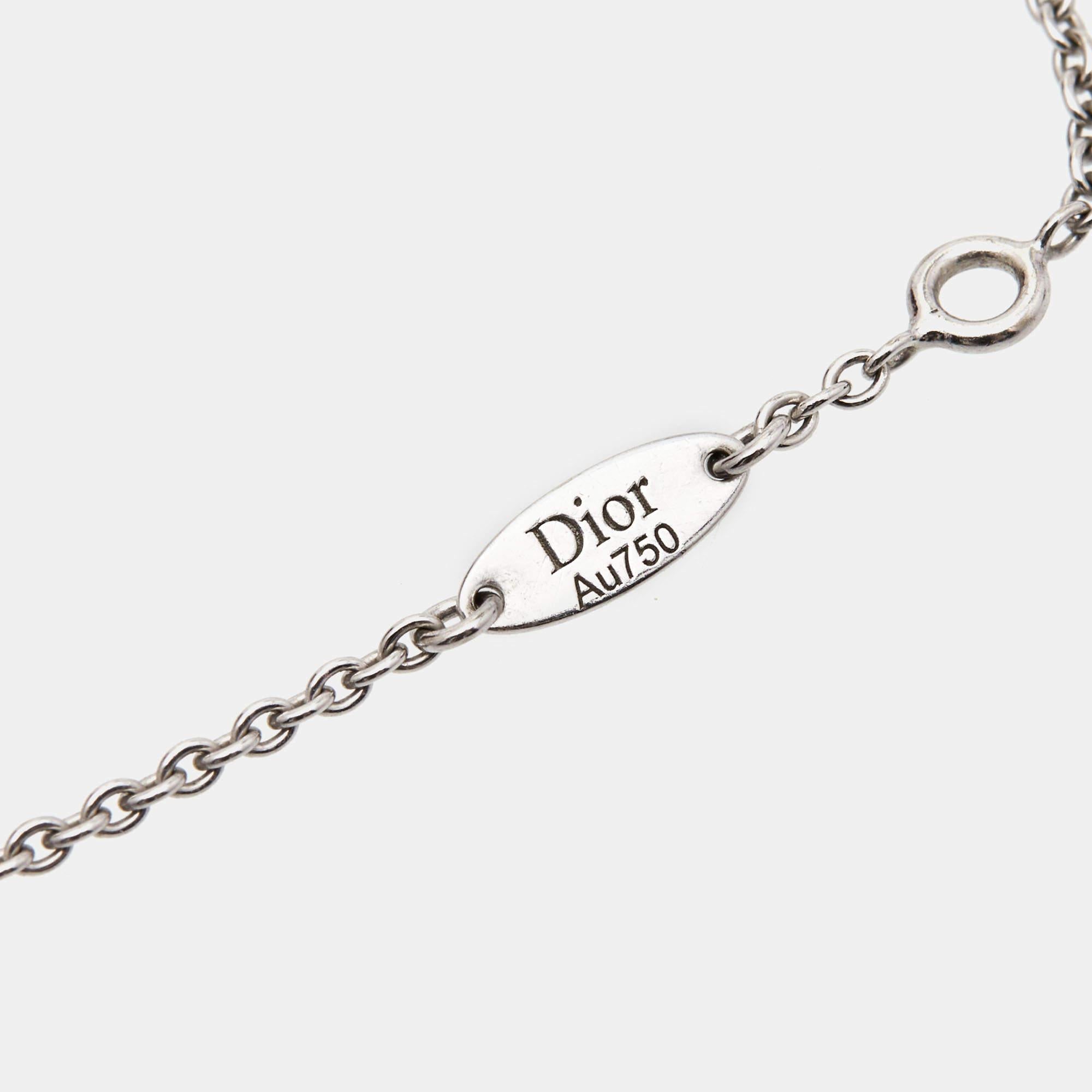 Dior Rose Des Vents Mother of Pearl Diamond 18k White Gold Bracelet In Good Condition In Dubai, Al Qouz 2