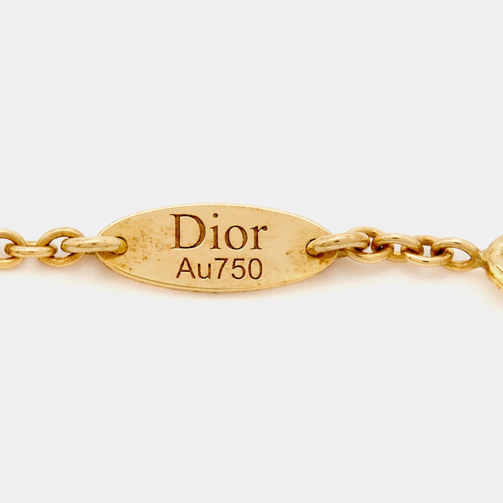 Dior Rose Des Vents Mother of Pearl Diamond 18k Yellow Gold Bracelet 2