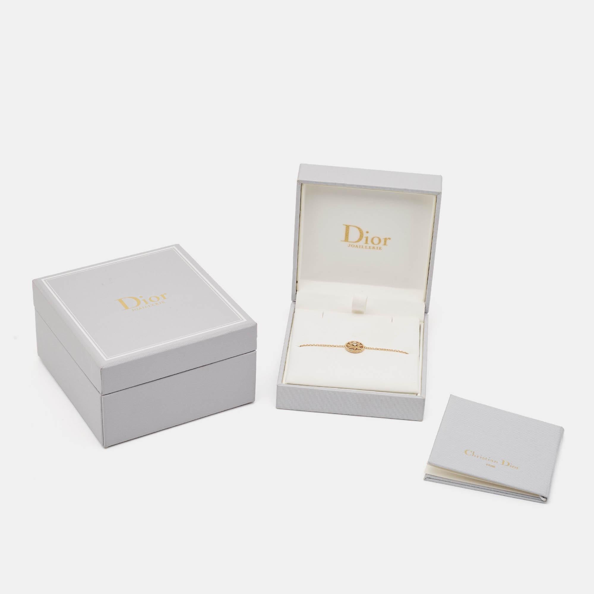 Dior Rose Des Vents Mother of Pearl Diamond 18k Yellow Gold Bracelet 3