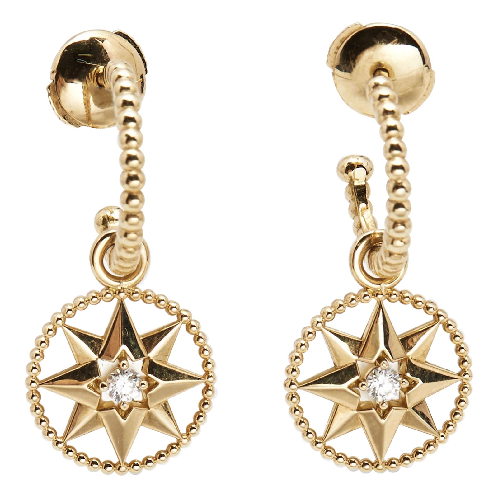 Dior Rose Des Vents Mother of Pearl Diamond 18k Yellow Gold Earrings