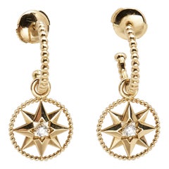 Dior Rose Des Vents Mother of Pearl Diamond 18k Yellow Gold Earrings