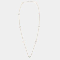 Lange Dior Rose Des Vents Perlmutt-Diamant-Halskette aus 18 Karat Gelbgold