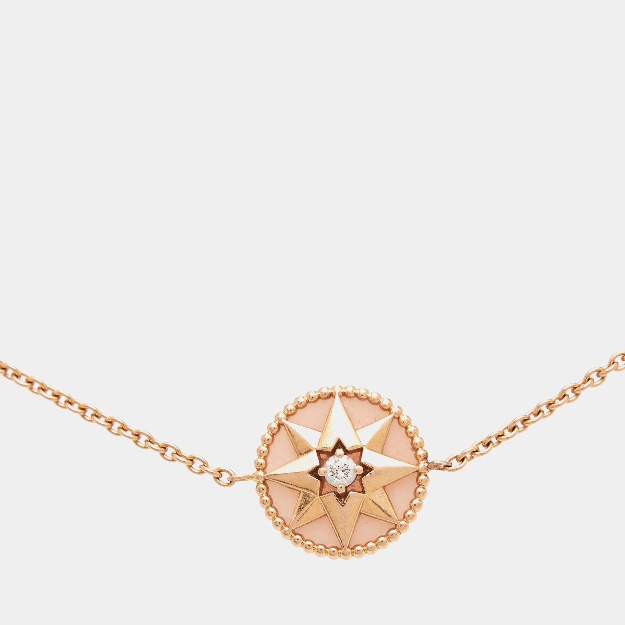 Women's Dior Rose Des Vents Pink Opal Diamond 18k Rose Gold Bracelet For Sale