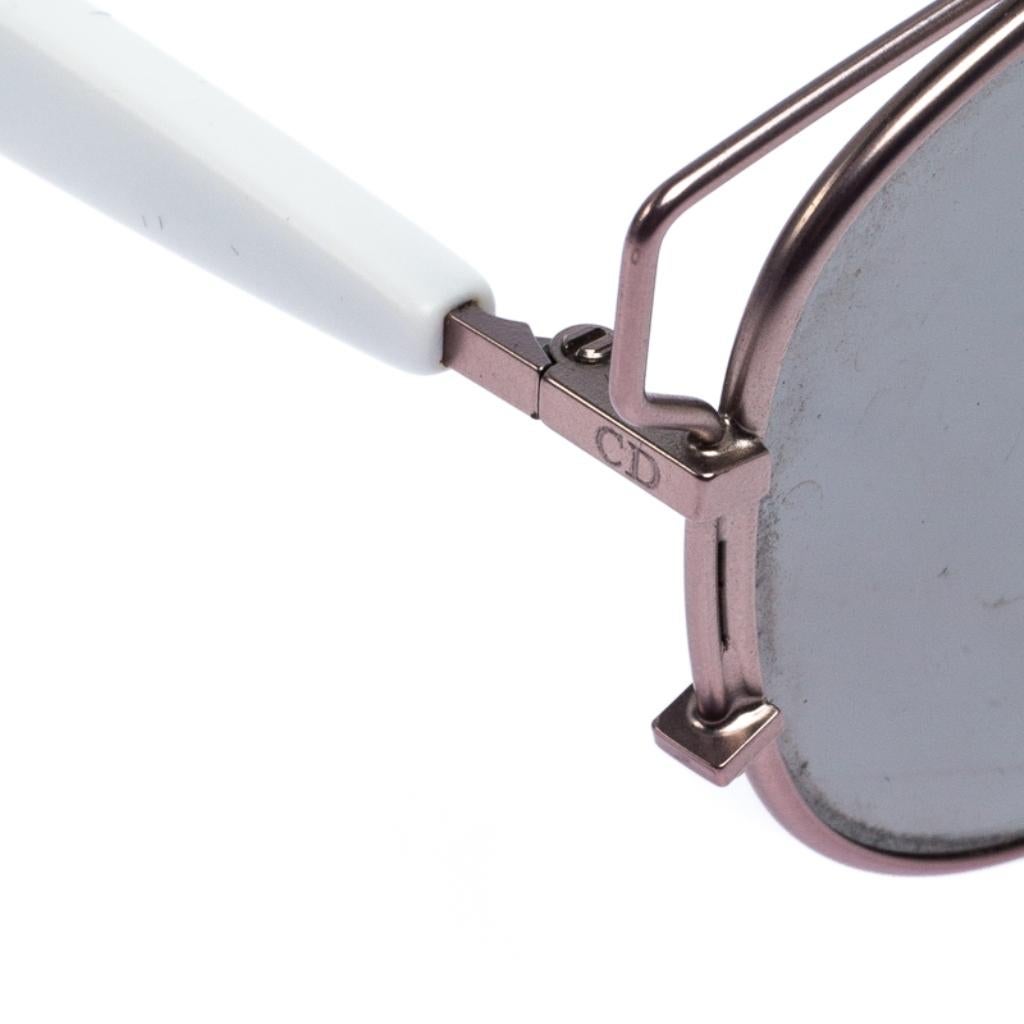 Gray Dior Rose Gold and White/ Silver Mirrored DiorTechnologic Aviator Sunglasses