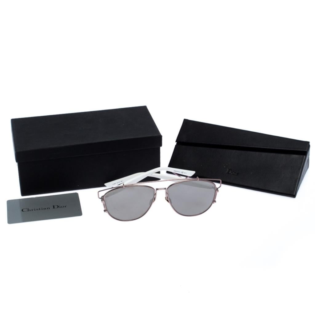 Dior Rose Gold and White/ Silver Mirrored DiorTechnologic Aviator Sunglasses 1