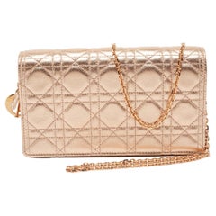 Dior Rose Gold Cannage Leather Lady Dior Pouch