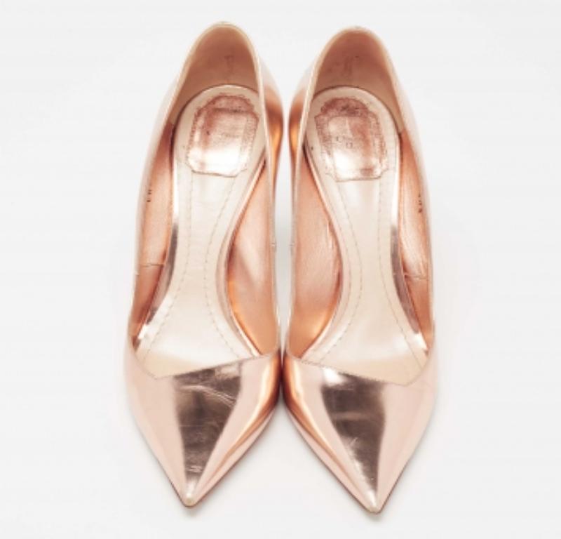 De las mujeres Dior Oro Rosa  Bombas de piel con punta Cherie Talla 40.5 en venta