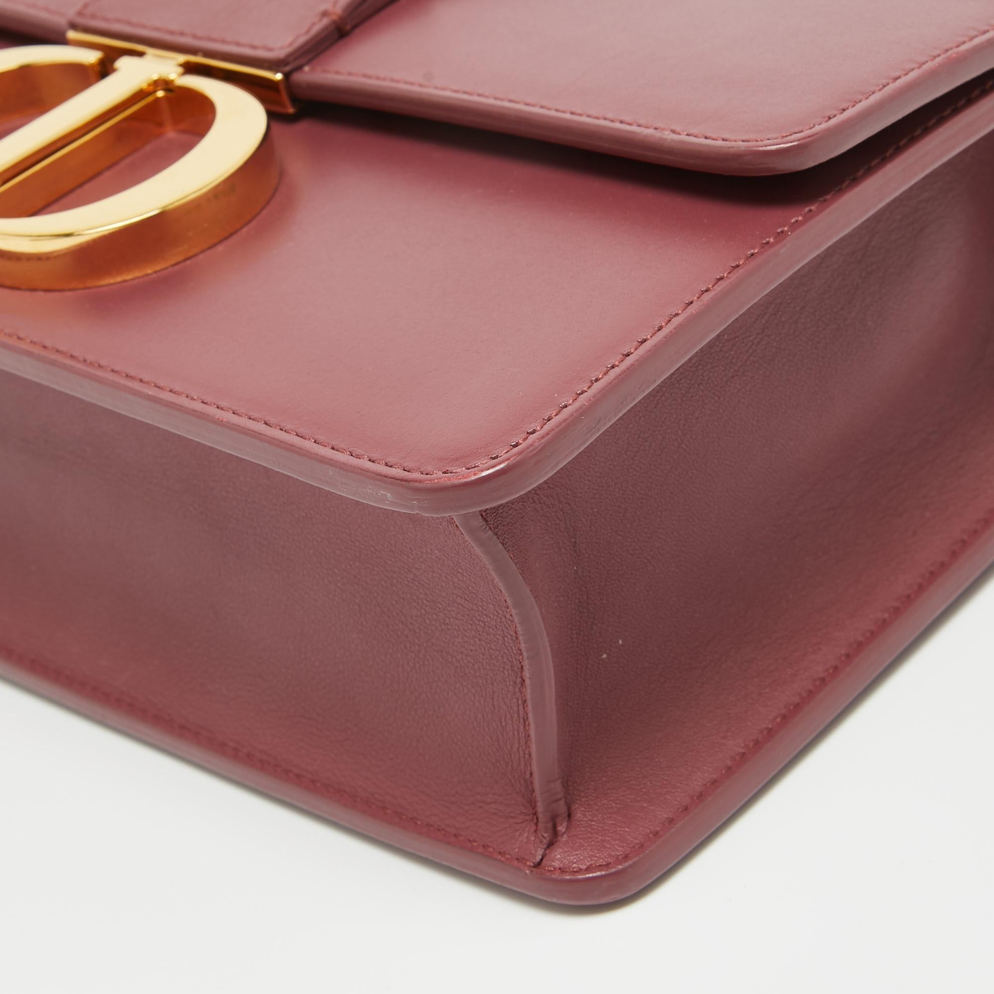Dior Rose Wood Pink Leather 30 Montaigne Shoulder Bag For Sale 9