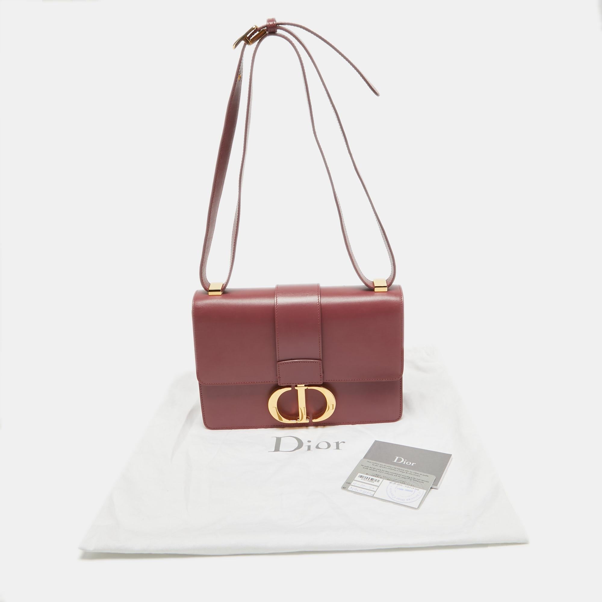 Dior Rose Wood Pink Leather 30 Montaigne Shoulder Bag For Sale 12