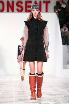 Dior Runway Couture Suede Embroidered Dress