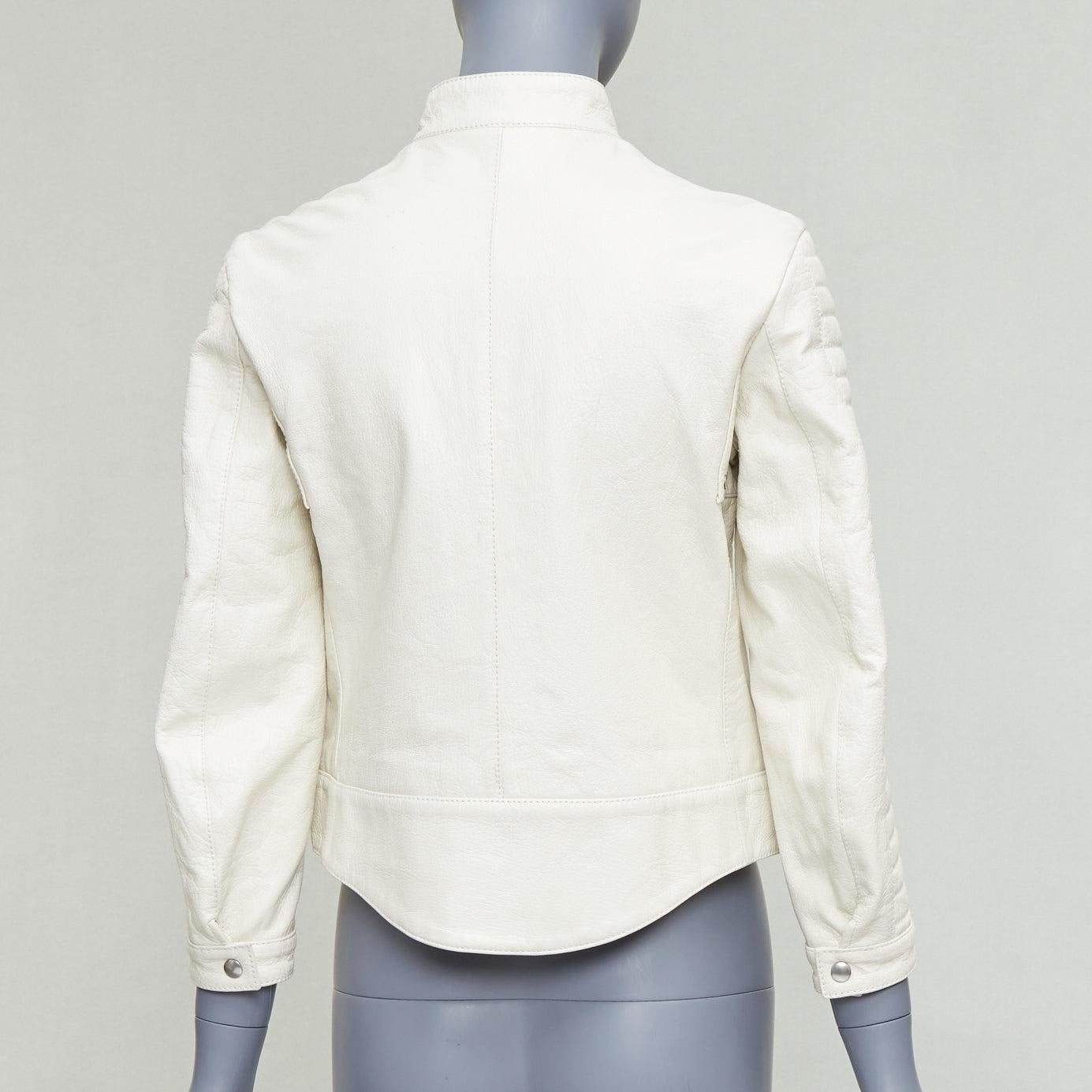 DIOR Runway crema in pelle di capra CD ape trapuntata giacca biker FR38 M in vendita 1