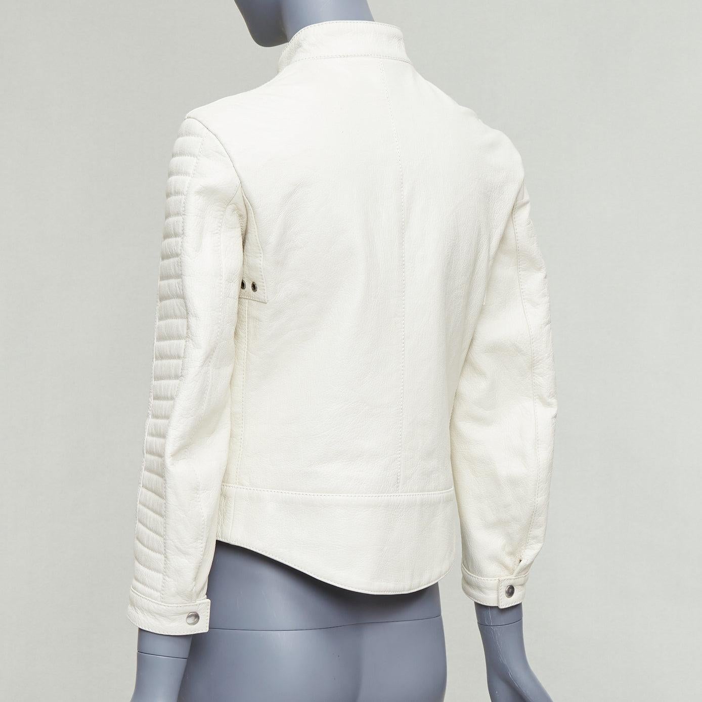 DIOR Runway crema in pelle di capra CD ape trapuntata giacca biker FR38 M in vendita 2