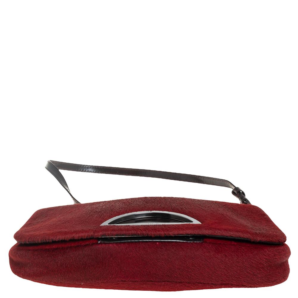 Women's Dior Rust Calf Hair Malice Baguette Shoulder Bag