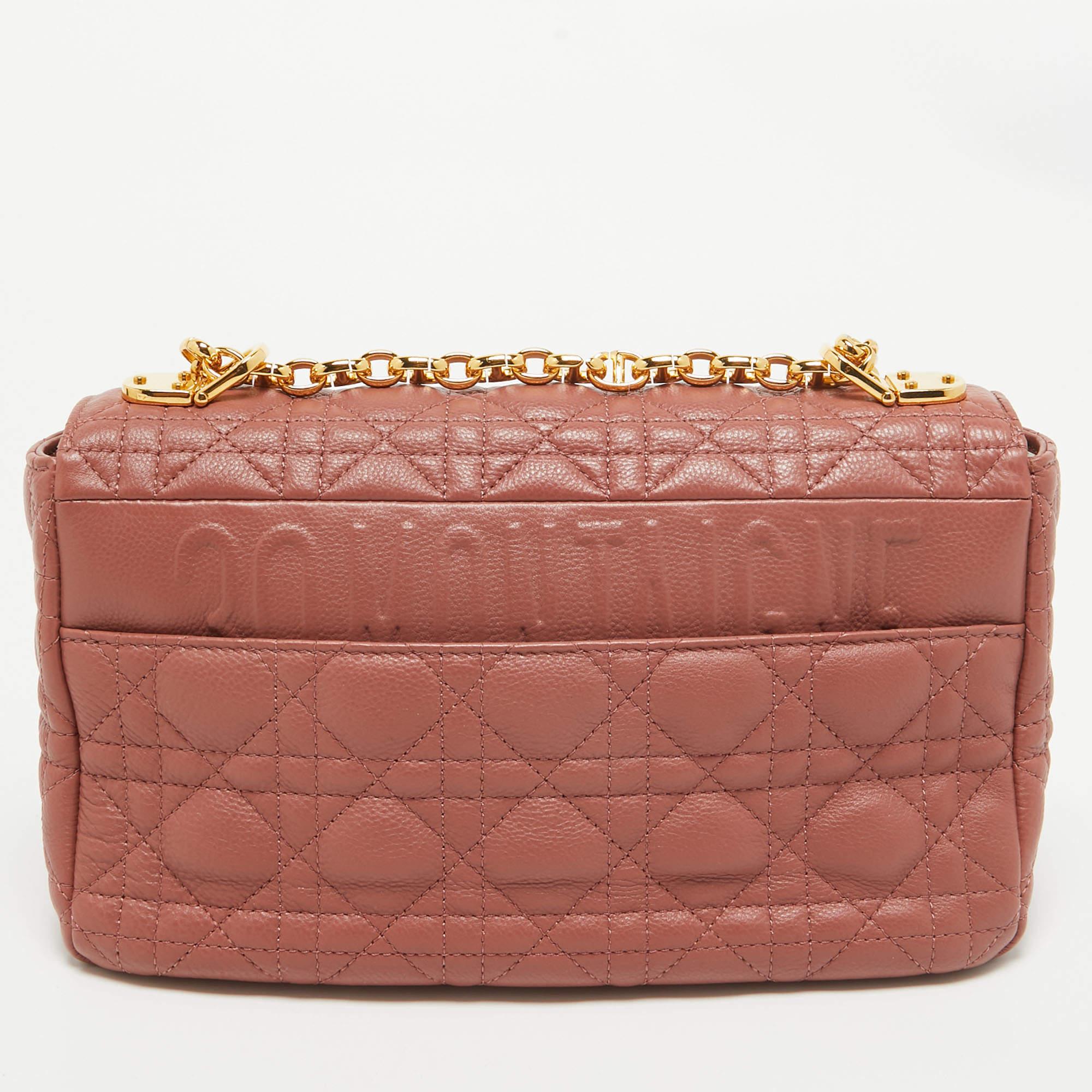 Dior Rust Cannage Leather Medium Caro Shoulder Bag In New Condition In Dubai, Al Qouz 2