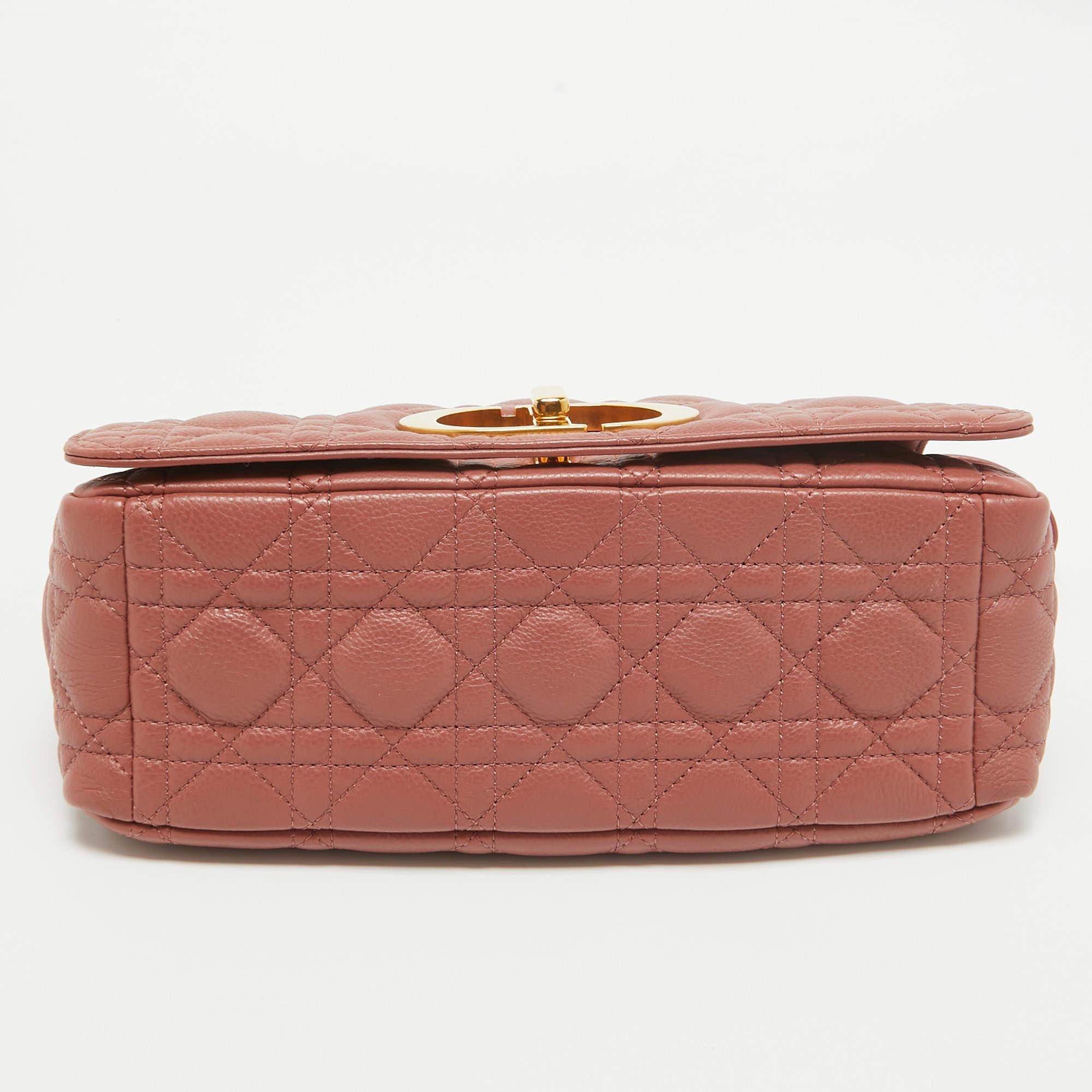 Dior Rust Cannage Leather Medium Caro Shoulder Bag 2
