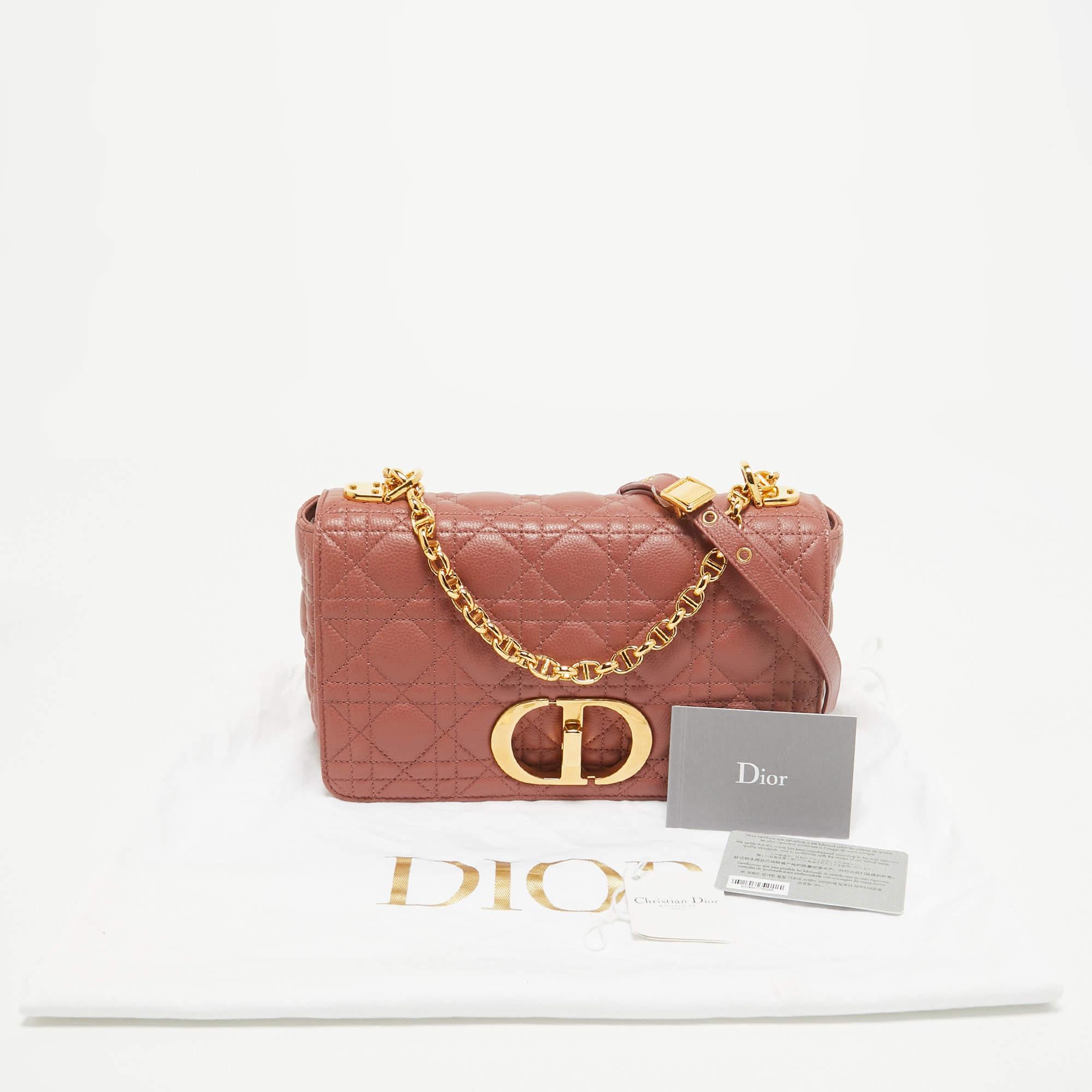Dior Rust Cannage Leather Medium Caro Shoulder Bag 4