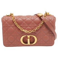 Dior Rust Cannage Leather Medium Caro Shoulder Bag