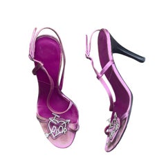 Dior S/S 2003 “I Love Dior” Purple Satin Slingback Heels