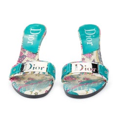 Dior S/S 2004 Blue Tattoo Buckle Sandal Heels