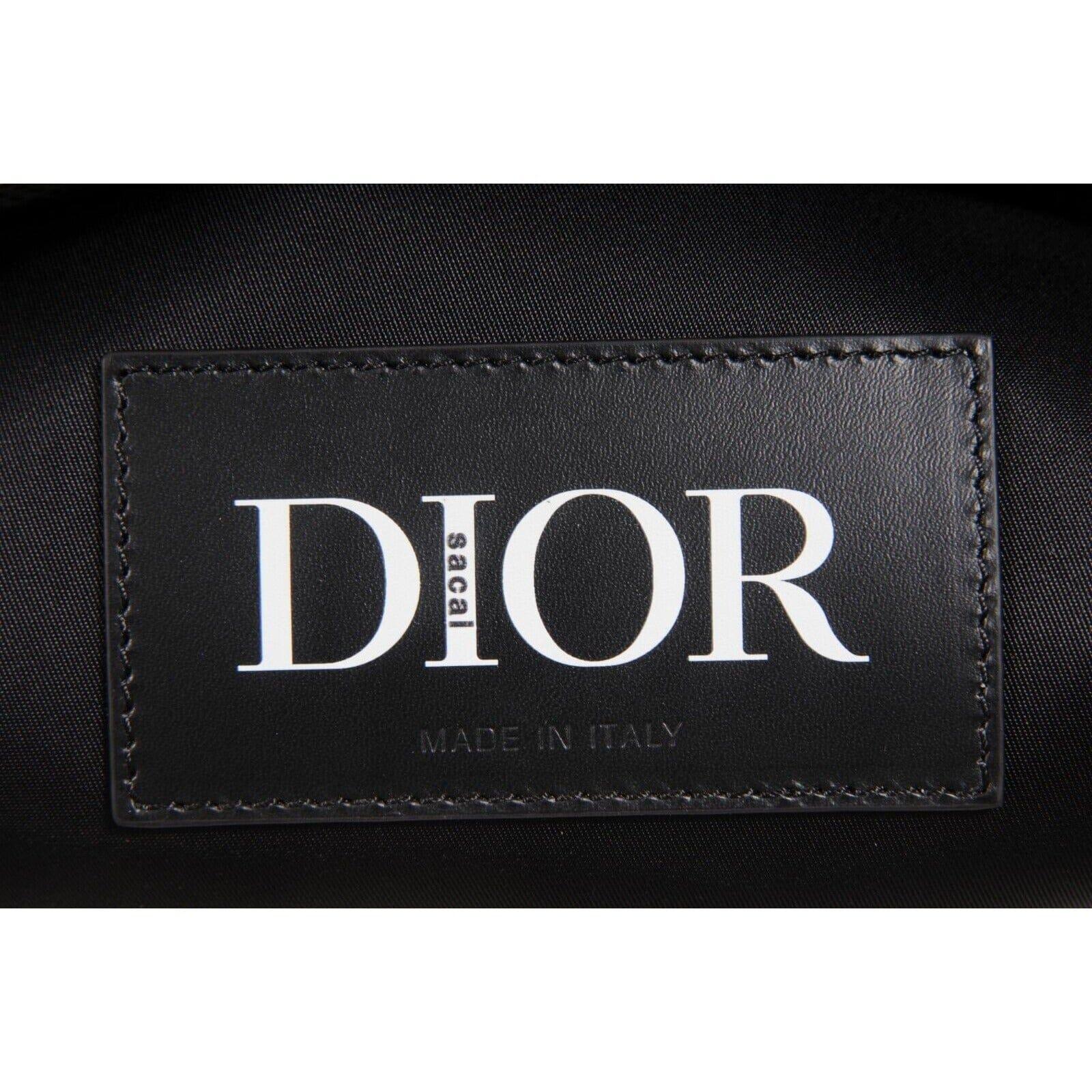 Dior Sacai Mens Saddle Messenger Bag Olive Green Navy Blue Nylon Leather en vente 9