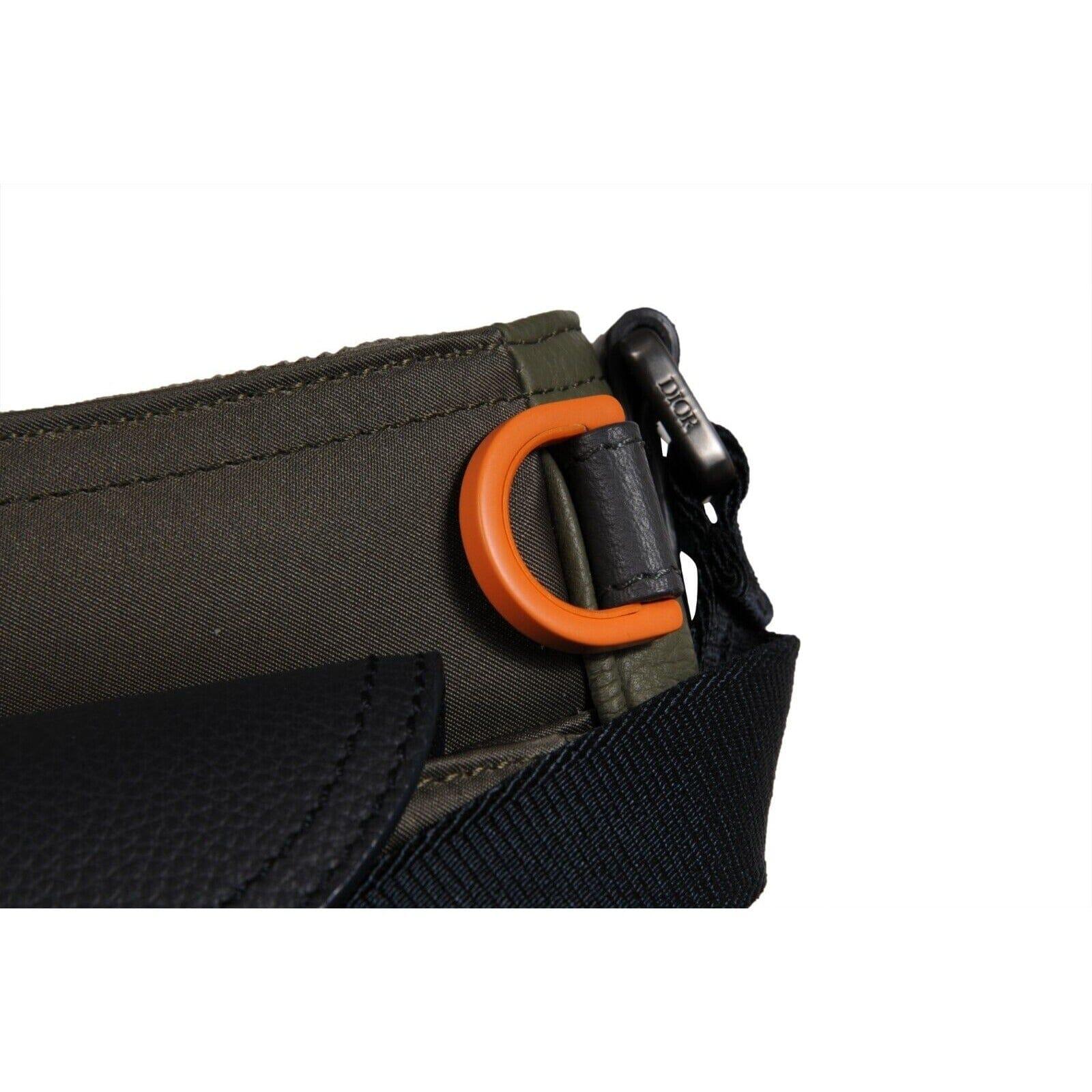 Noir Dior Sacai Mens Saddle Messenger Bag Olive Green Navy Blue Nylon Leather en vente