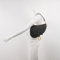 Dior Saddle 2019 Medium Grained Calfskin Leather Bag Black