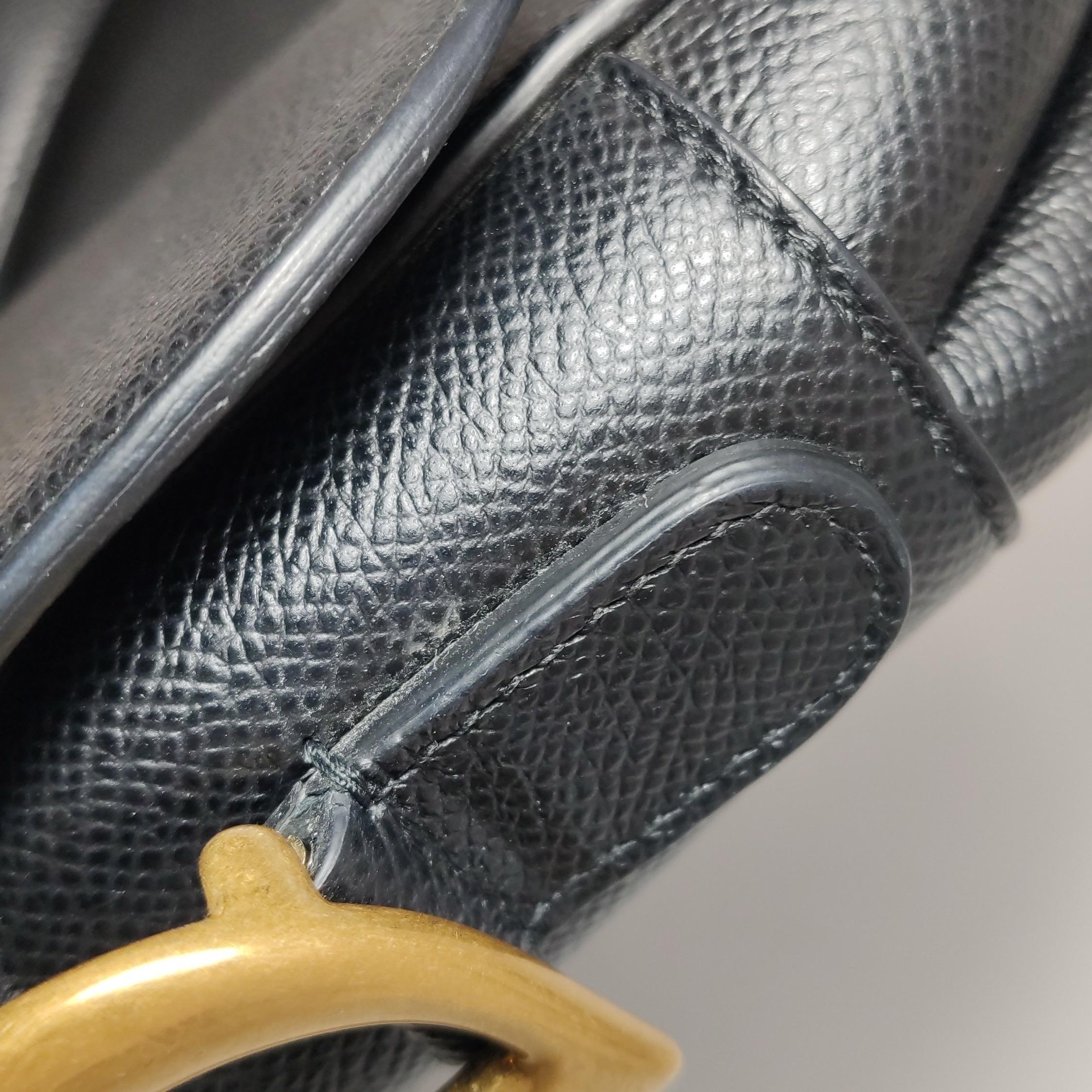 Dior Saddle 2020 Medium Sac en cuir de veau grainé Noir en vente 8
