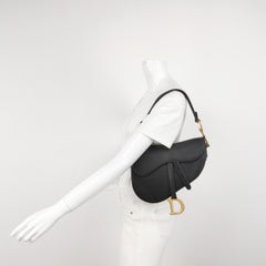 Dior Saddle 2020 Medium Grained Calfskin Leather Bag Black