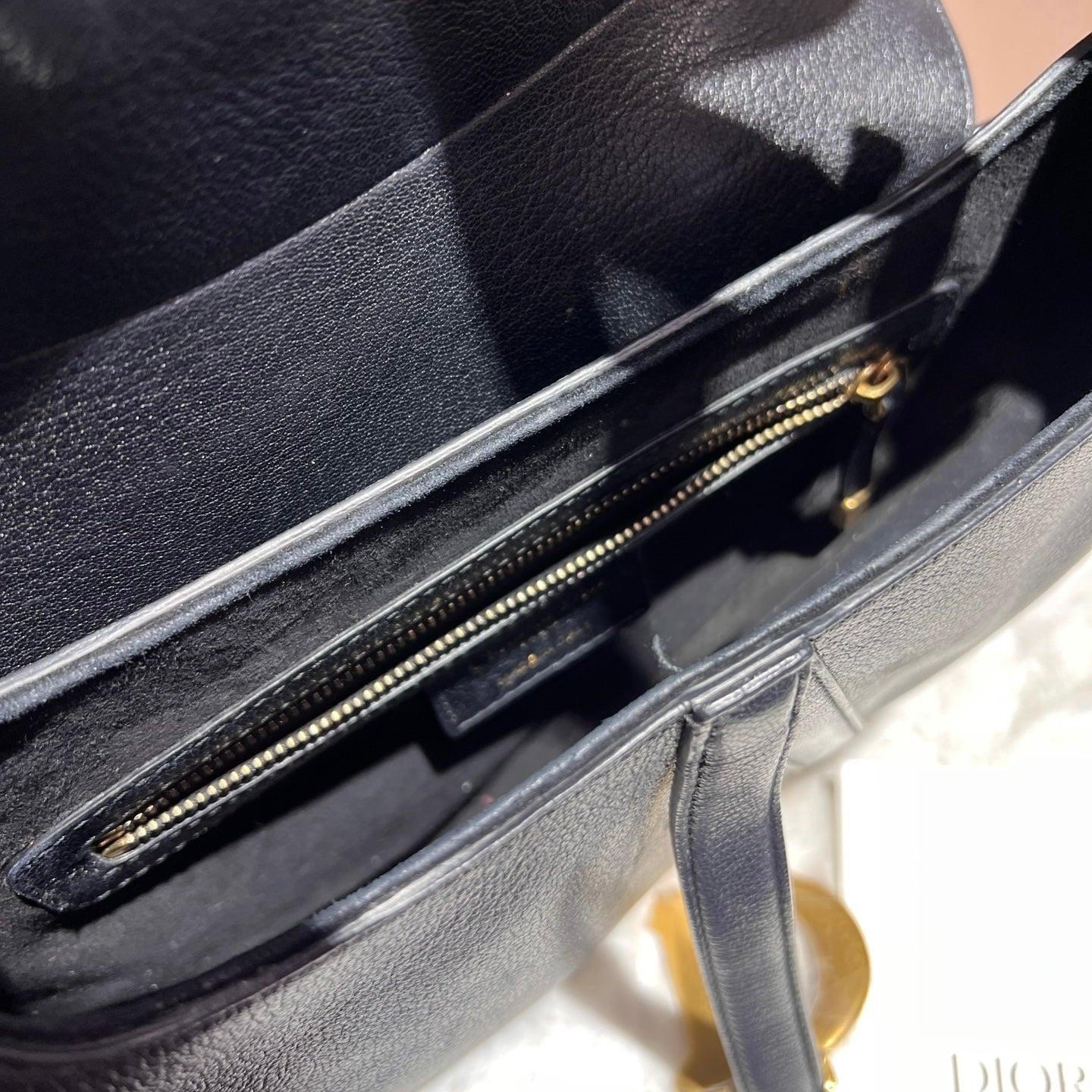 Dior Saddle 2020 Medium Lambskin Leather Bag Black 6