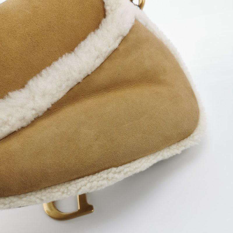 Dior Saddle 2020 Shoulder Bag Shearling Brown and While For Sale 8
