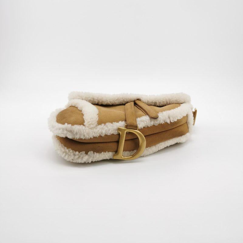 Dior Saddle 2020 Shoulder Bag Shearling Brown and While For Sale 1