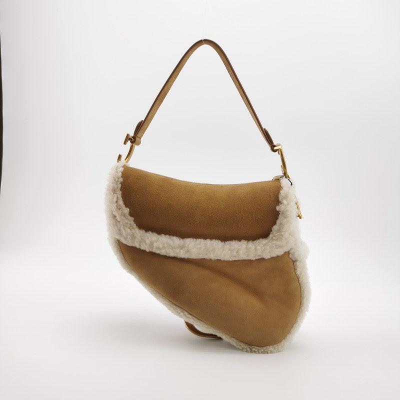 Dior Saddle 2020 Shoulder Bag Shearling Brown and While For Sale 2