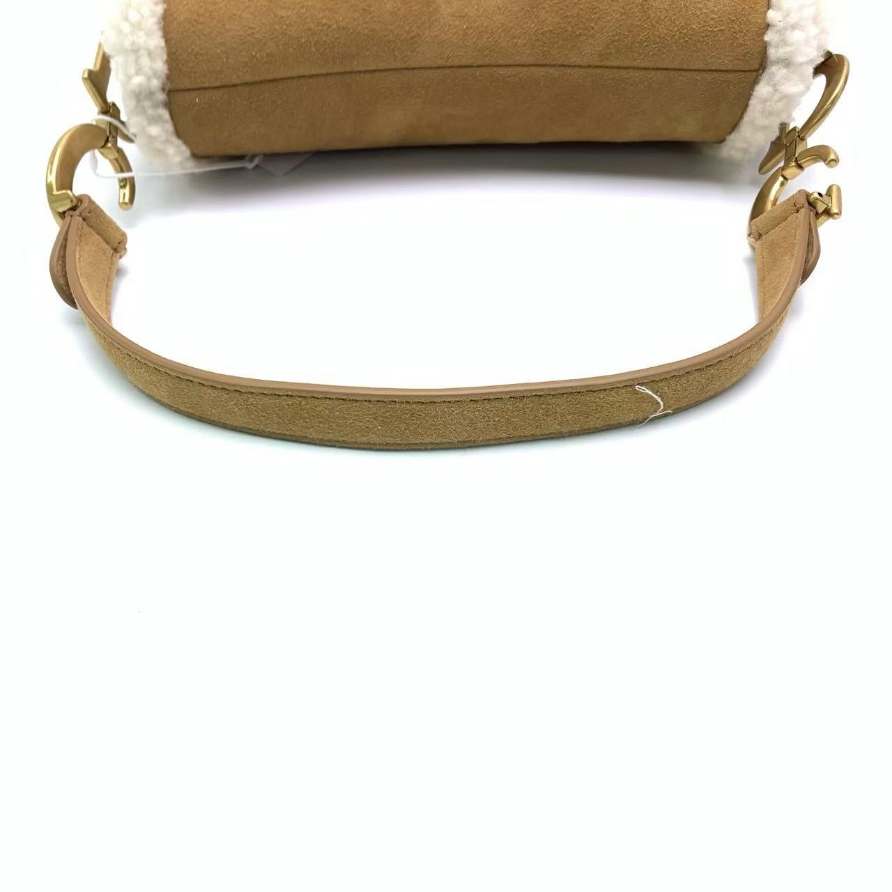 Dior Saddle 2020 Shoulder Bag Shearling Brown and While For Sale 2