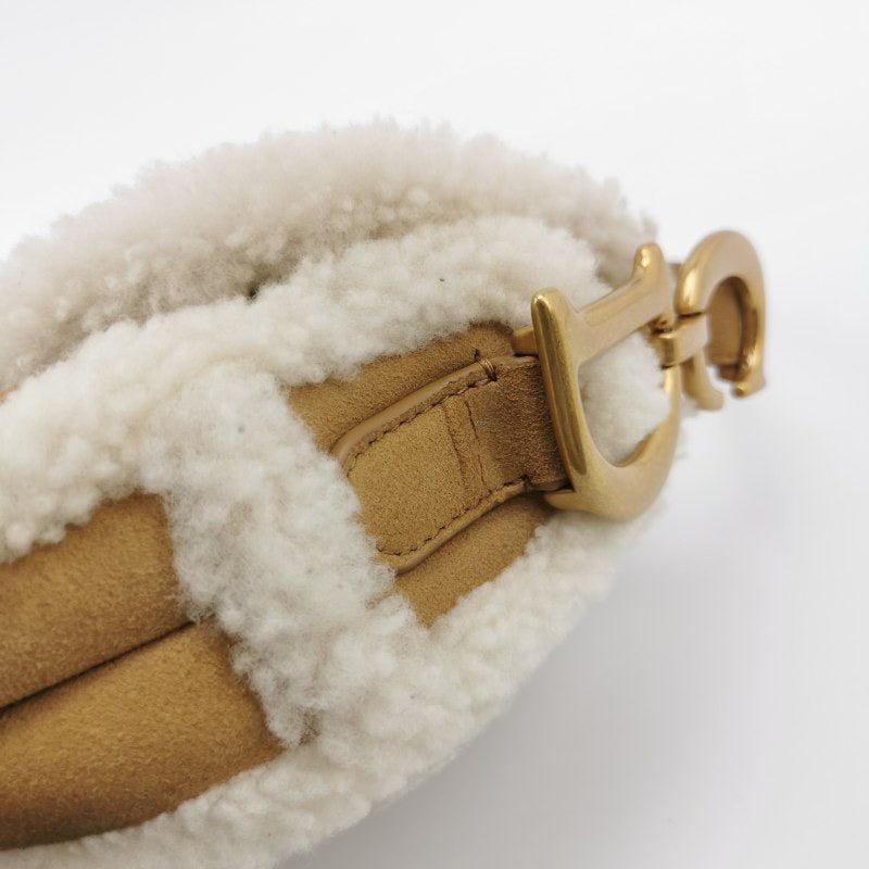 Dior Saddle 2020 Shoulder Bag Shearling Brown and While For Sale 3