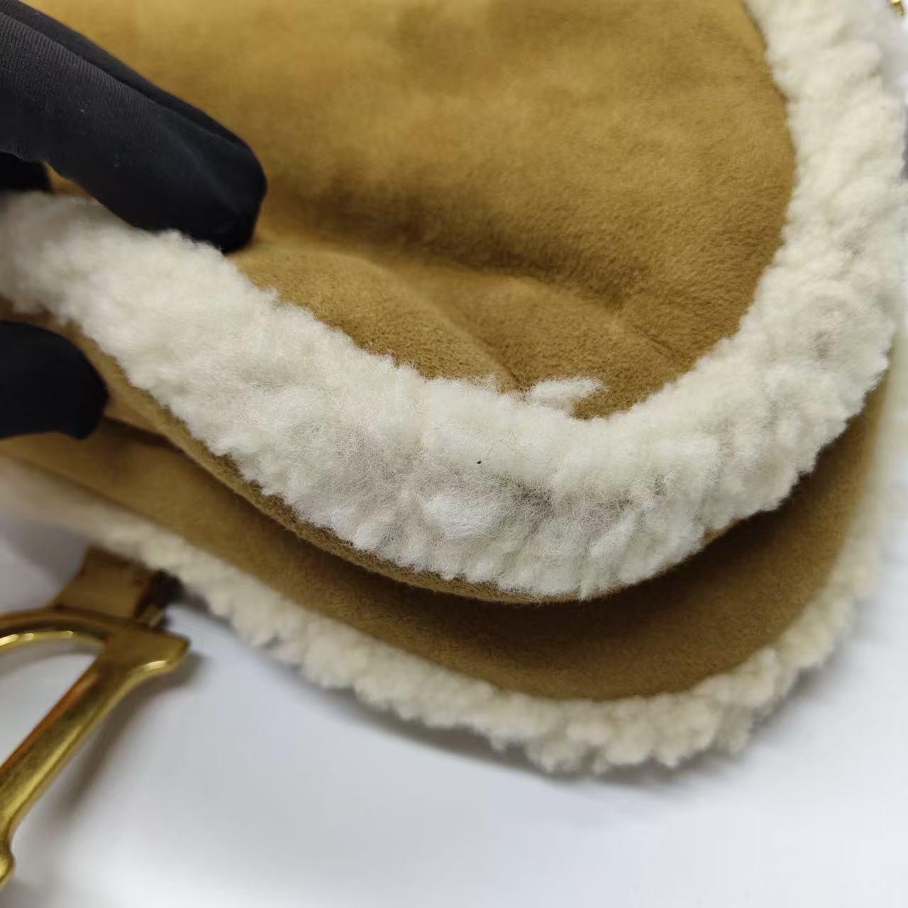Dior Saddle 2020 Shoulder Bag Shearling Brown and While For Sale 3