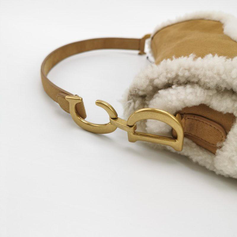 Dior Saddle 2020 Shoulder Bag Shearling Brown and While For Sale 4