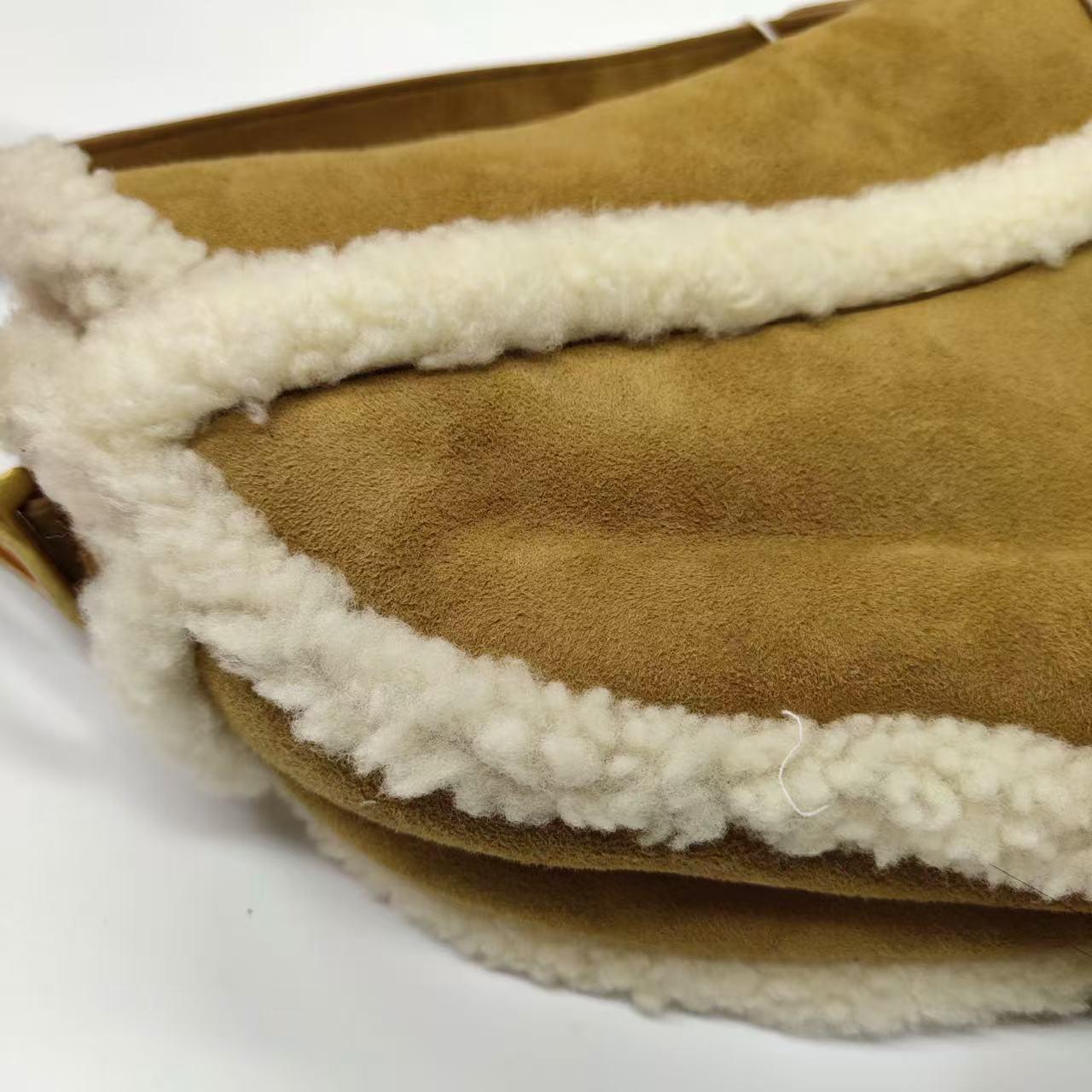 Dior Saddle 2020 Shoulder Bag Shearling Brown and While For Sale 4