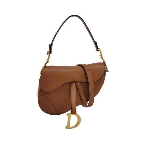 Dior Saddle 2022 Medium Tan Brown Grained Calfskin Leather Bag with ...