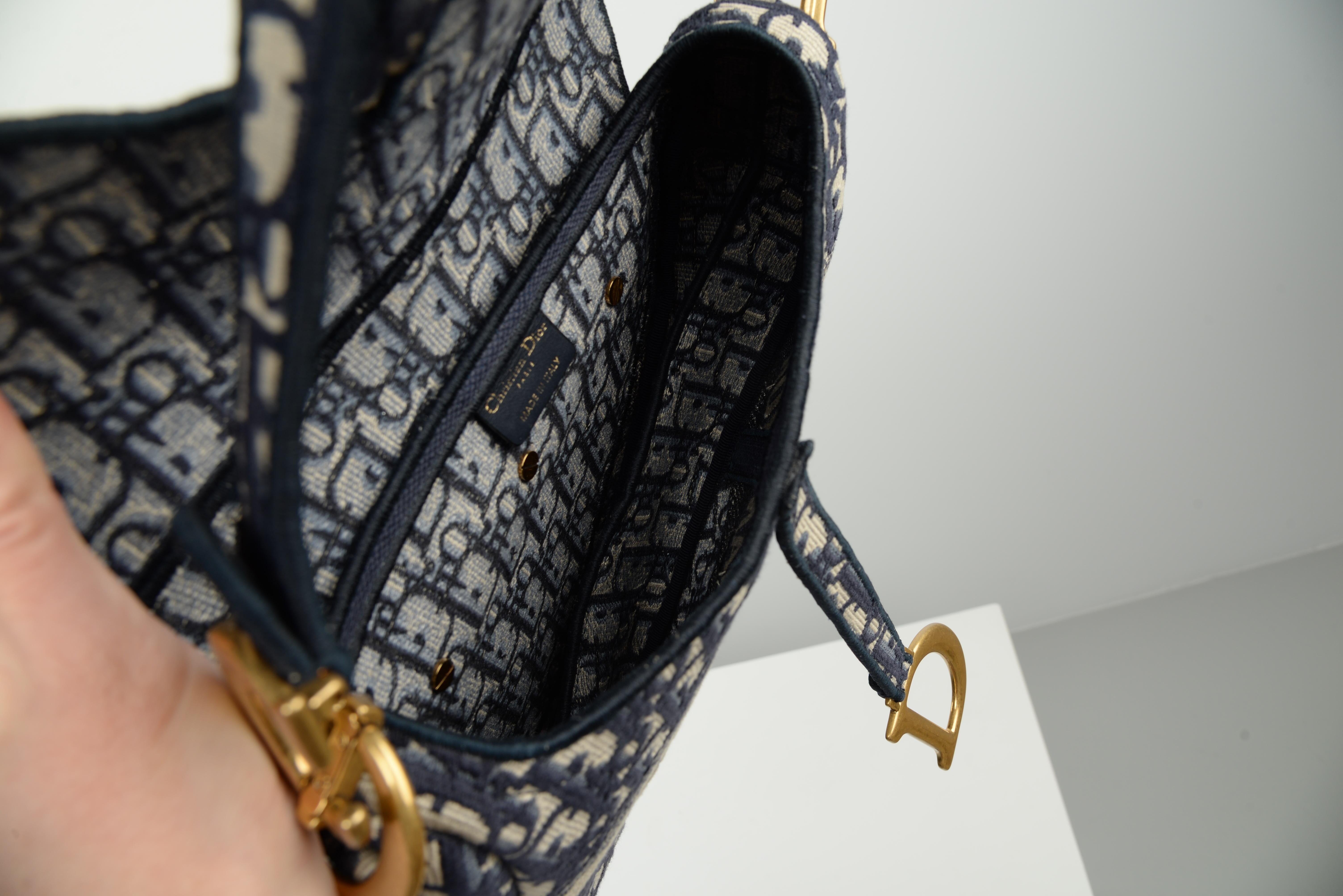 Dior Saddle Bag Blue Oblique Embroidery Full-Set 4