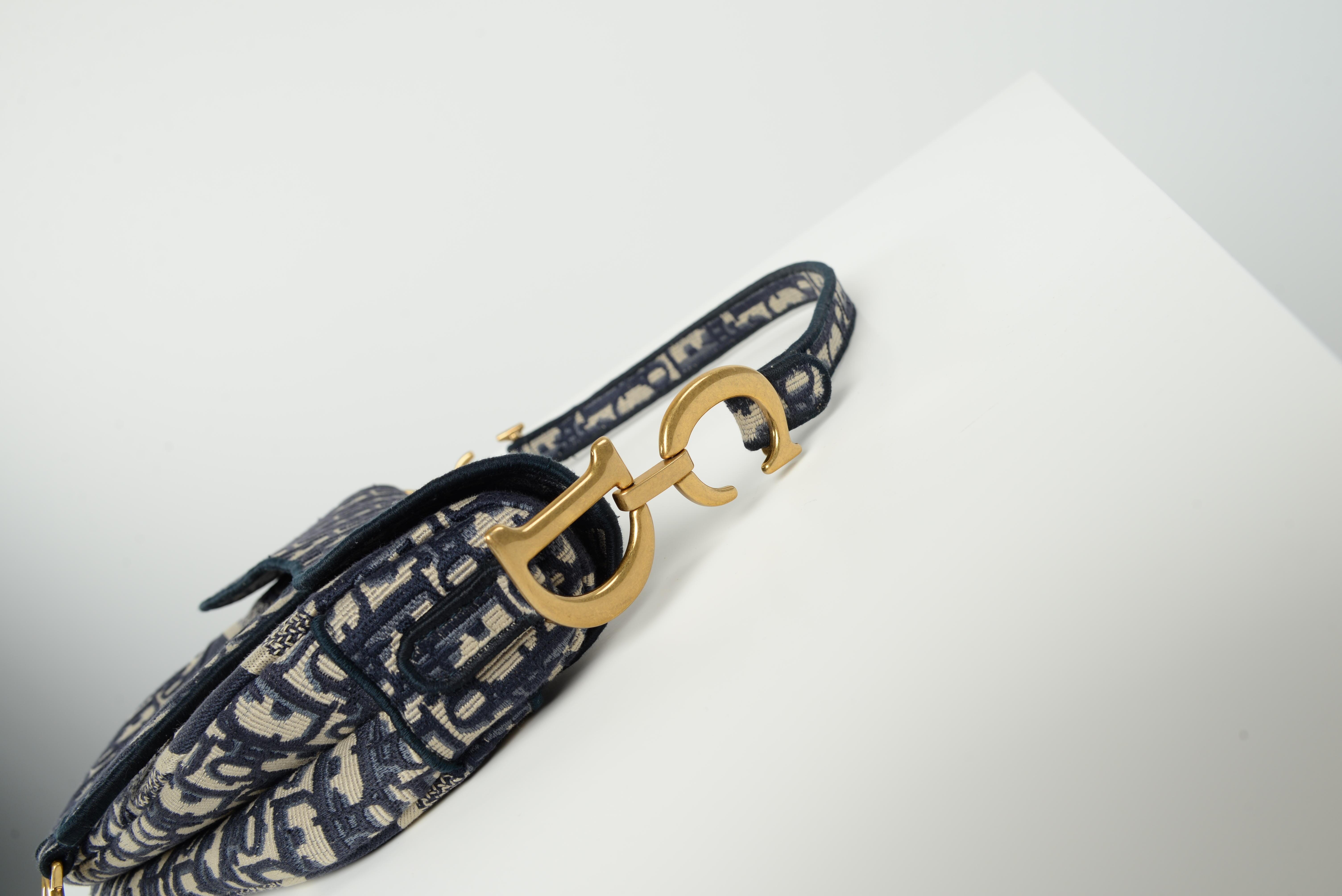 Dior Saddle Bag Blue Oblique Embroidery Full-Set 2