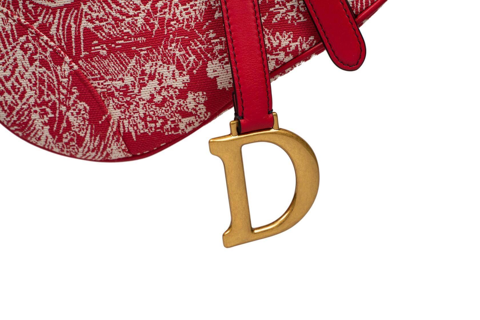 Dior Saddle Bag Medium Raspberry Toile de Jouy Reverse Jacquard For Sale 1