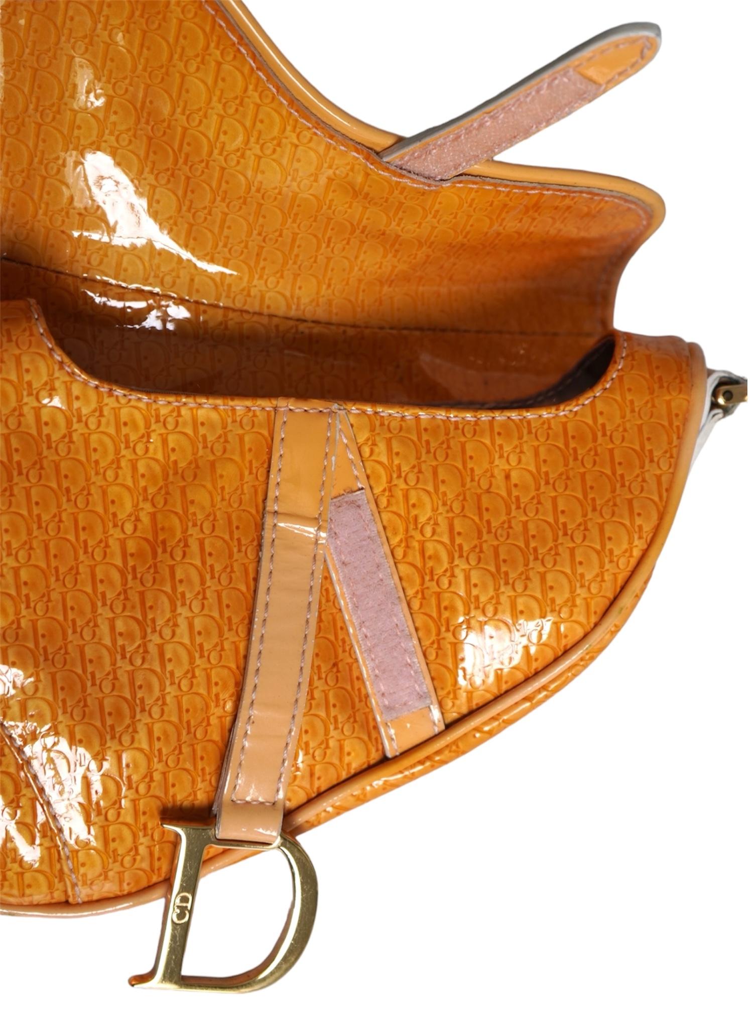 Dior Saddle Bag Monogram Patent Leather  For Sale 6