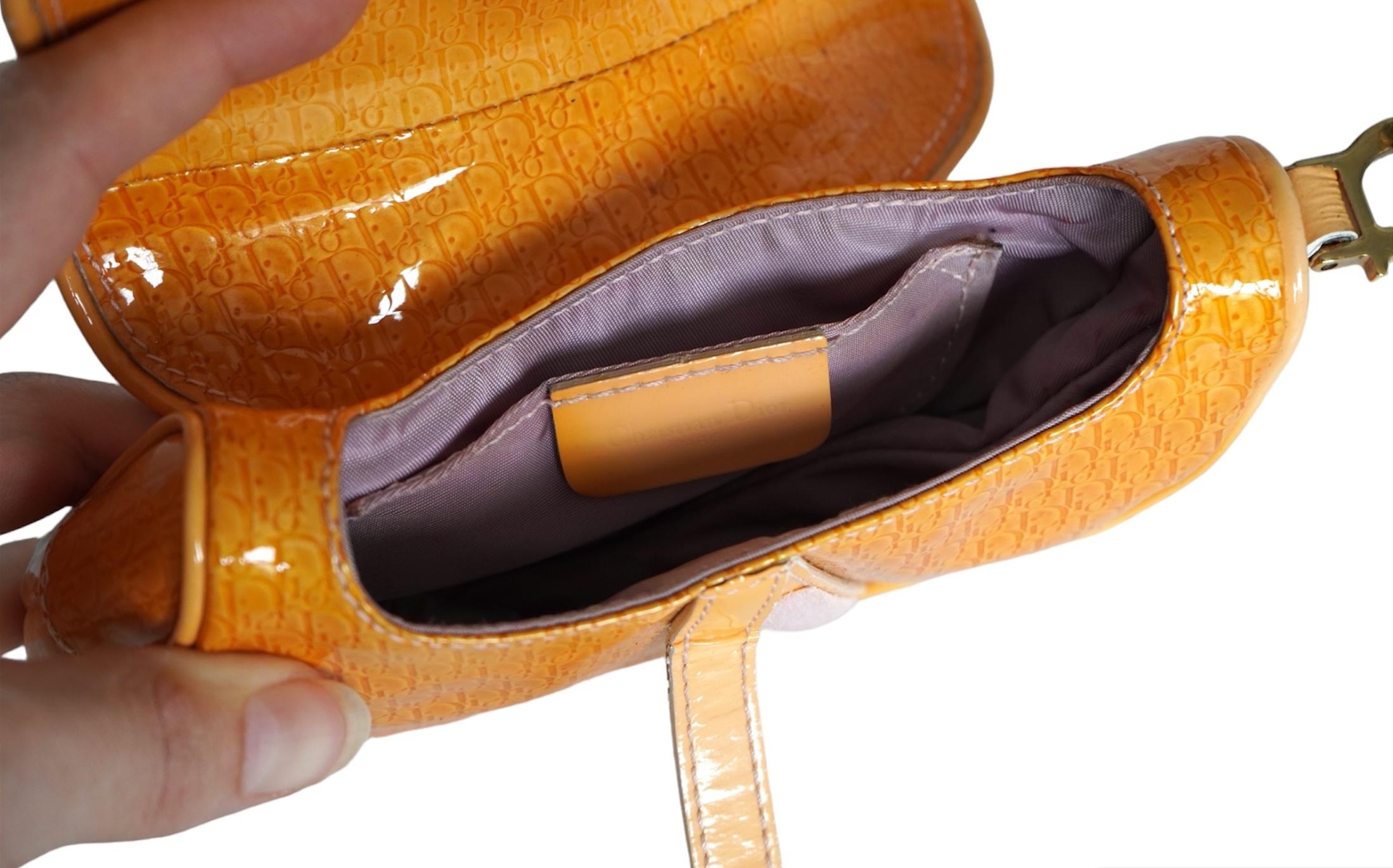 Dior Saddle Bag Monogram Patent Leather  For Sale 7