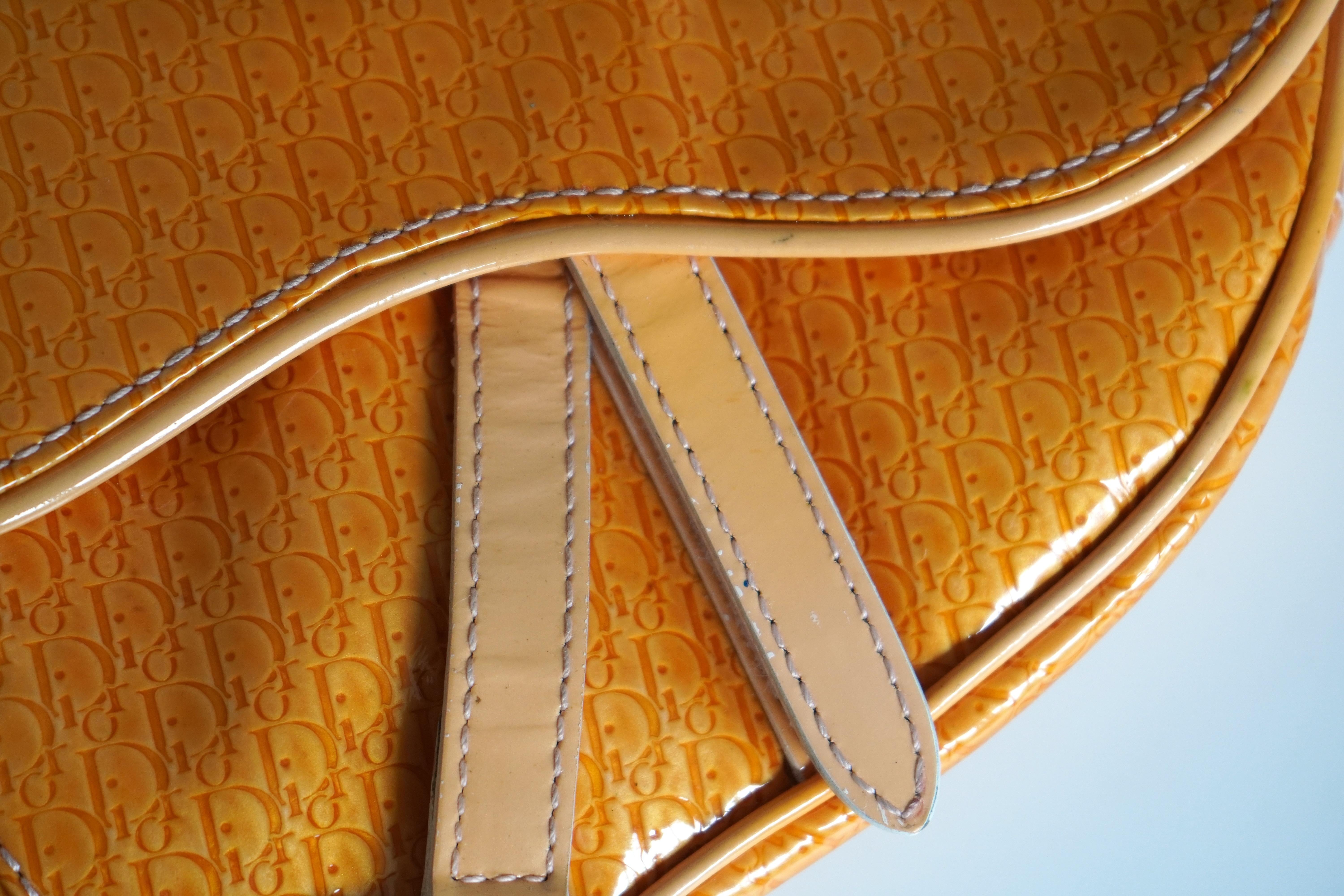 Dior Saddle Bag Monogram Patent Leather  For Sale 8