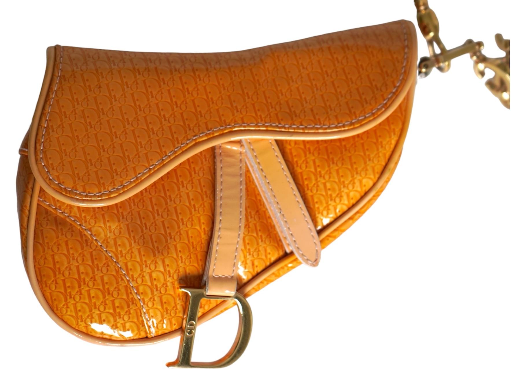 Dior Saddle Bag Monogram Patent Leather  For Sale 2