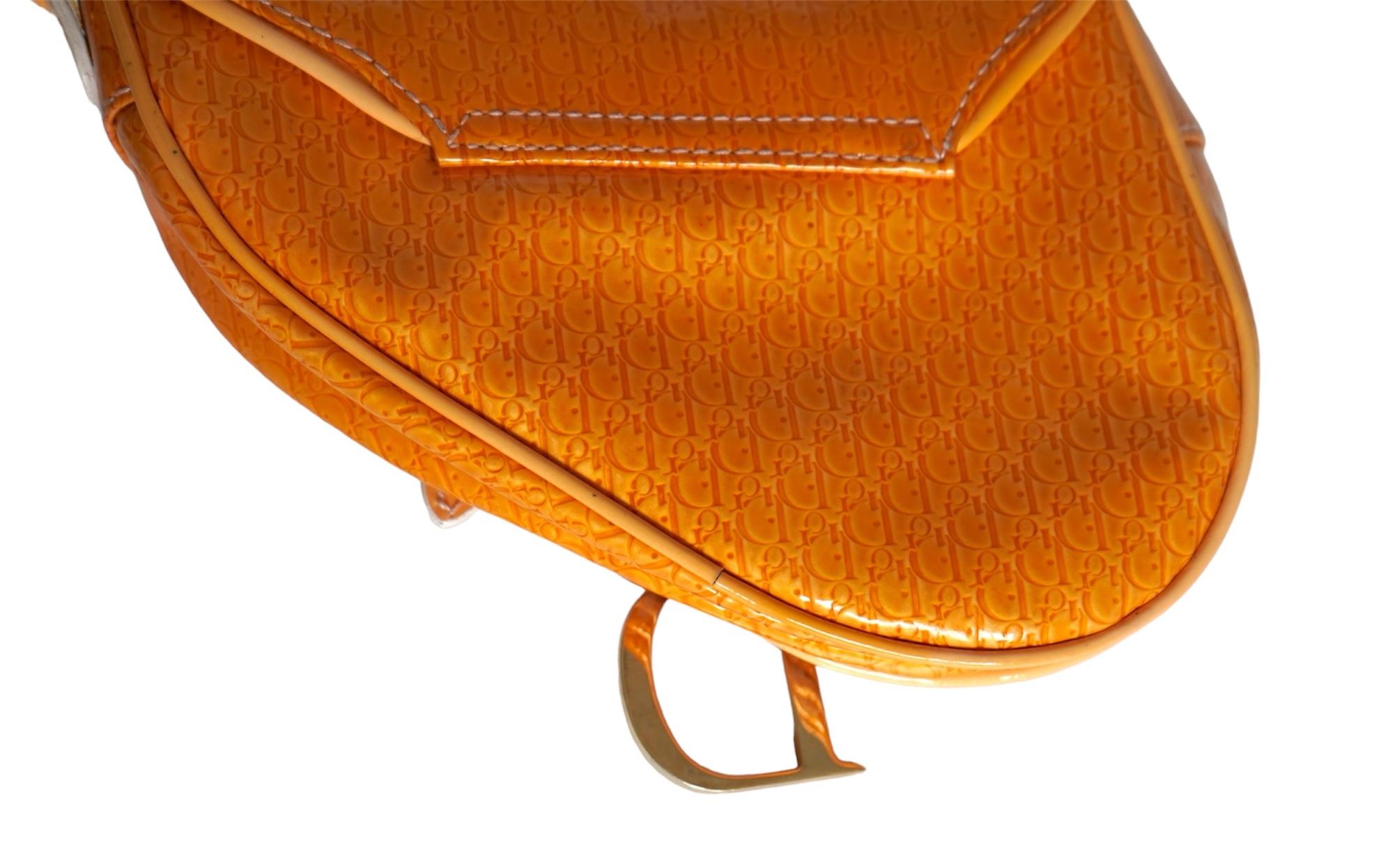Dior Saddle Bag Monogram Patent Leather  For Sale 4