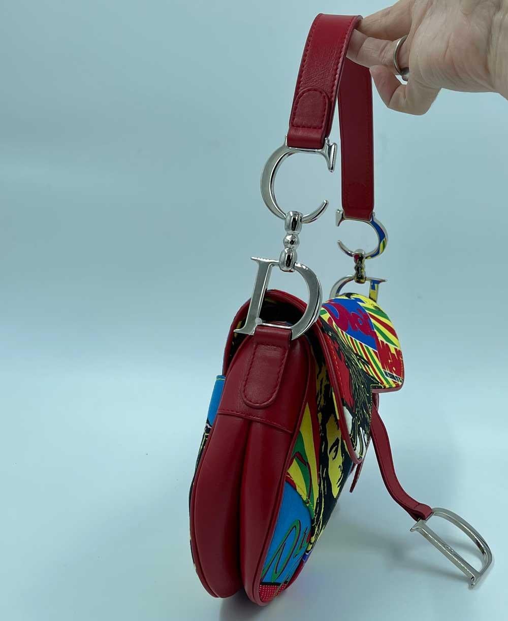DIOR Saddle Bag Sound of Soul Model in Multicolor Canvas In Good Condition In Paris, FR
