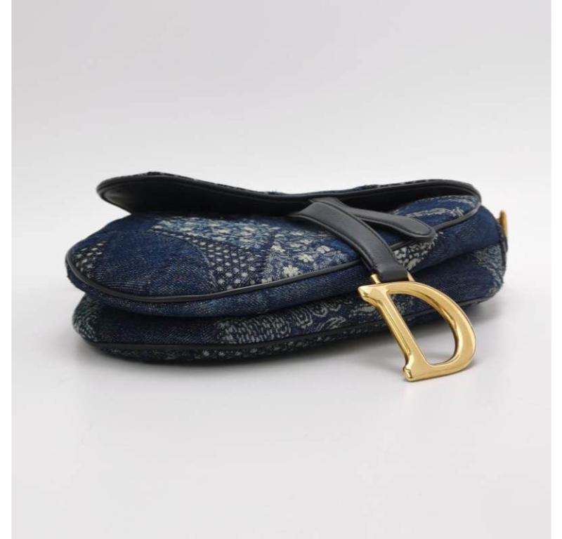 Dior saddle bag Special Edition Peace and Love Denim Patchwork Embroidery 3